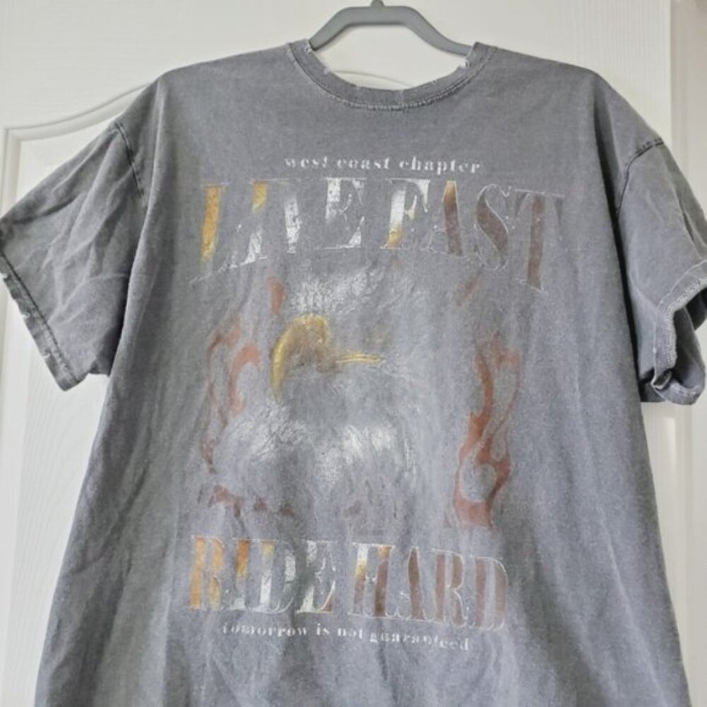 Pacsun L.A. Vintage Style 90s Grunge Distressed East Coast Biker Style Tee L - Picture 4 of 8